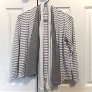 Striped White and Gray tea n rose Cardigan